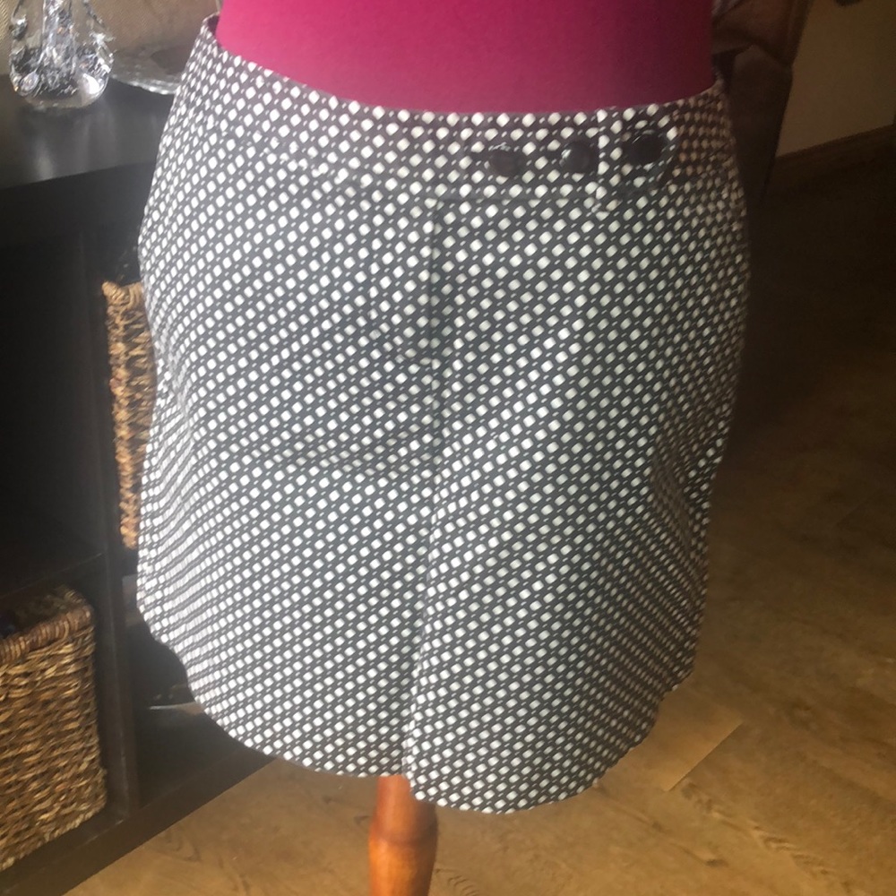 J Crew black with white diamond mini skirt.
